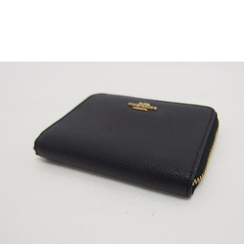 COACH コーチ/型押しレザー/ラウンドファスナーコンパクト財布/ブラック/29677//G1832/Aランク/04