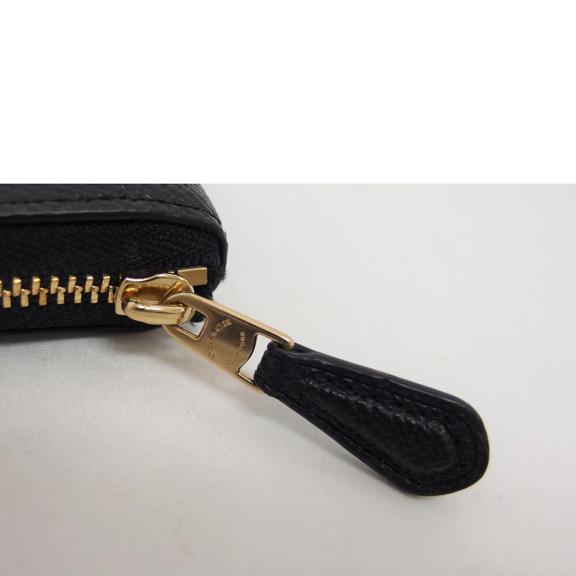COACH コーチ/型押しレザー/ラウンドファスナーコンパクト財布/ブラック/29677//G1832/Aランク/04