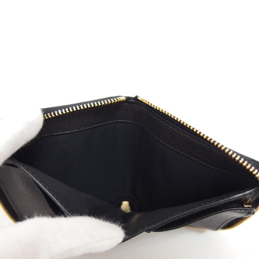 COACH コーチ/型押しレザー/ラウンドファスナーコンパクト財布/ブラック/29677//G1832/Aランク/04