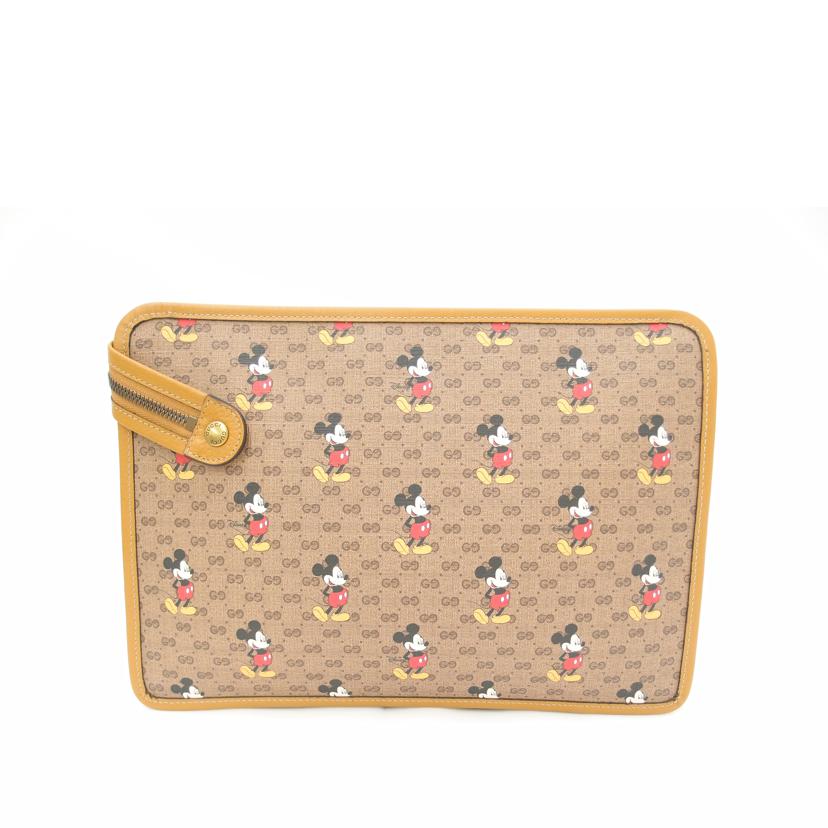 GUCCI グッチ セカンドバック ミッキー 茶 メンズ レディース/ミニGGスプリーム・ディズニークラッチバック/ブラウン/602552//206*/SAランク/69