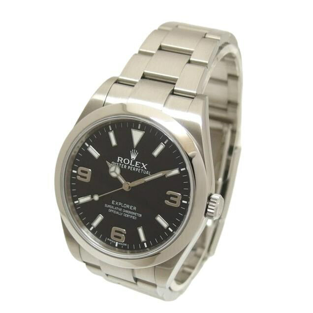 ROLEX ロレックス 腕時計 ランダムシリアル 前期型 ブラック文字盤 ステンレス メンズ /エクスプローラーⅠ/ブラックアウト/ランダム/自動巻き/214270 //763*****/Aランク/04