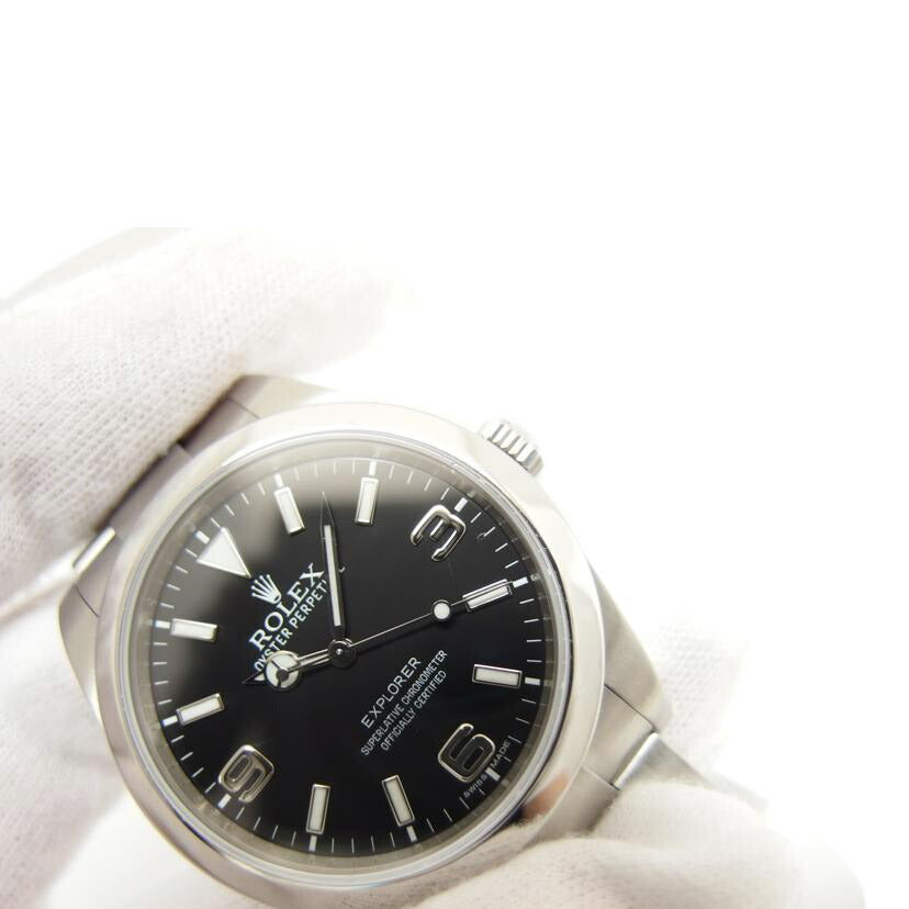 ROLEX ロレックス 腕時計 ランダムシリアル 前期型 ブラック文字盤 ステンレス メンズ /エクスプローラーⅠ/ブラックアウト/ランダム/自動巻き/214270 //763*****/Aランク/04