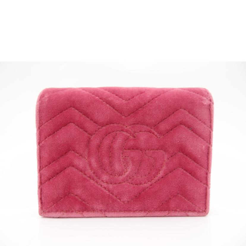 GUCCI グッチ ベロア 二つ折り財布/GGマーモントLOVEコンパクト財布/ピンク/466492//525040/ABランク/69