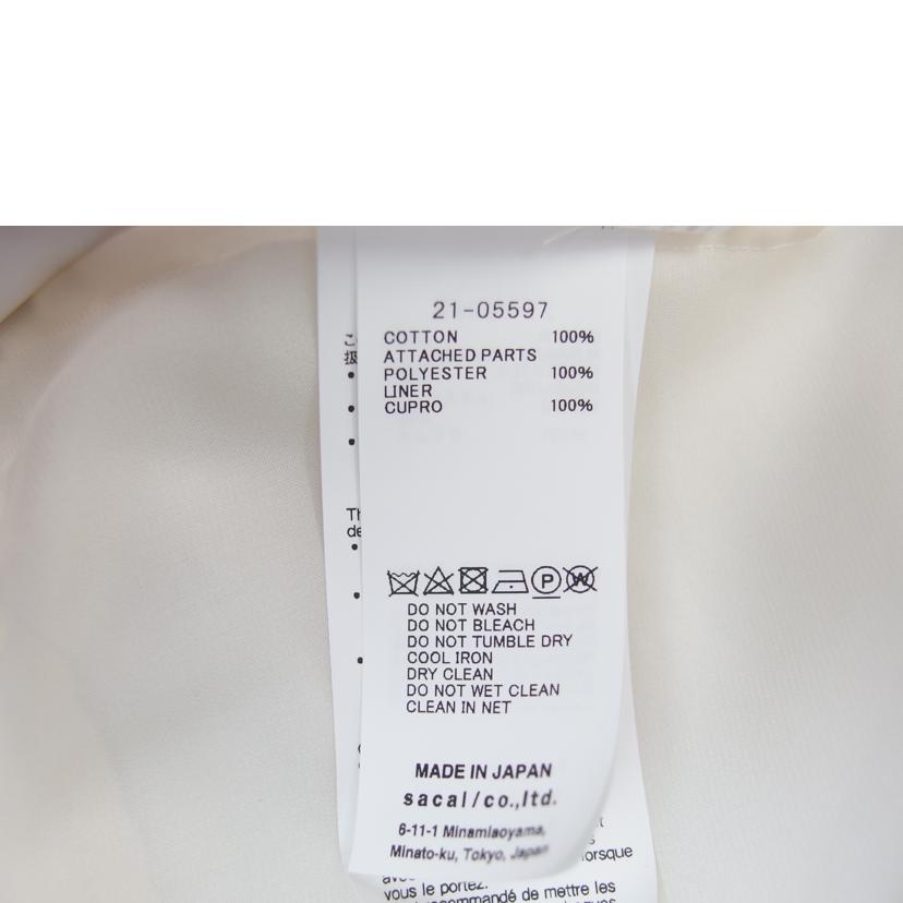 sacai/sacai コットンジャージー レース サテンドレス 白 サイズ2/21-05597//ABランク/83