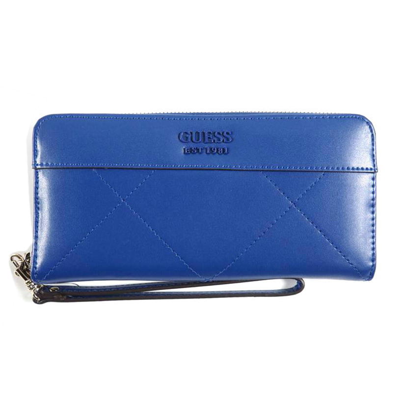 GUESS ゲス/ラウンドZIP長財布 キルティング 青//Sランク/79