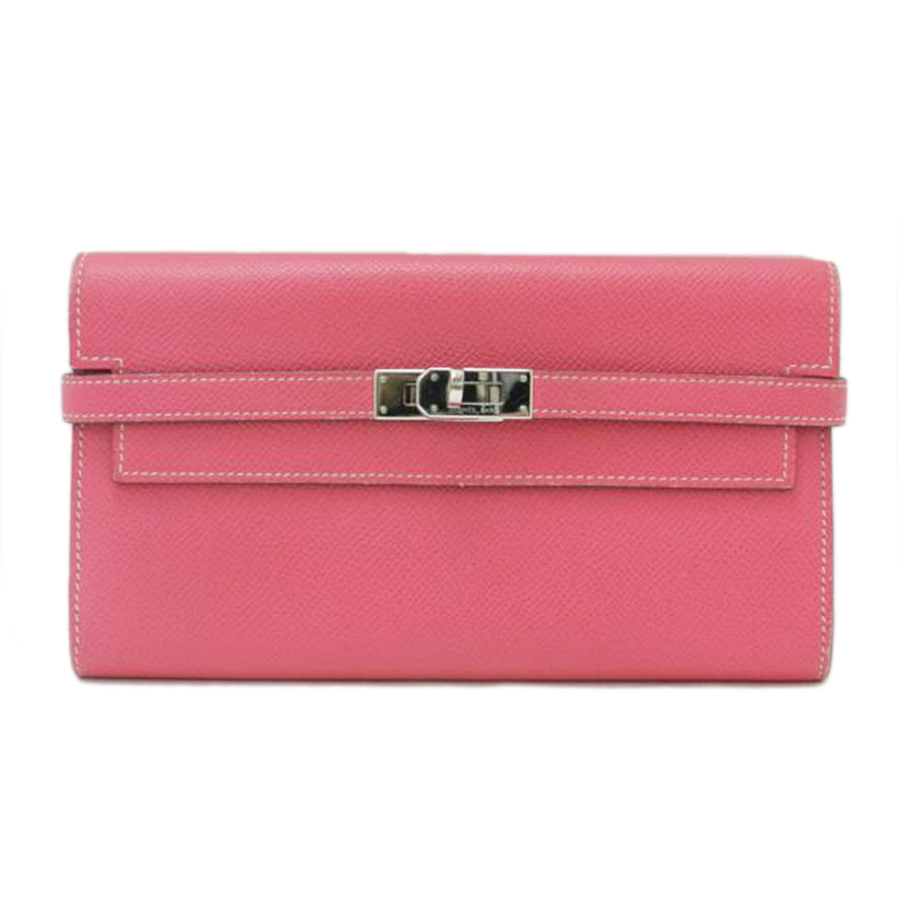 HERMES エルメス 長財布 2014年頃製造 シルバー金具 ピンク レディース/ケリーウォレット/ヴォーエプソン/ローズティリアン//R刻印(2014)/ABランク/69