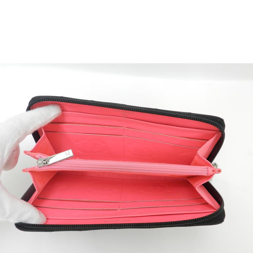 CHANEL シャネル 黒 /カンボンライン・ラウンドファスナー長財布/ブラック/A50078//20538798/ABランク/69