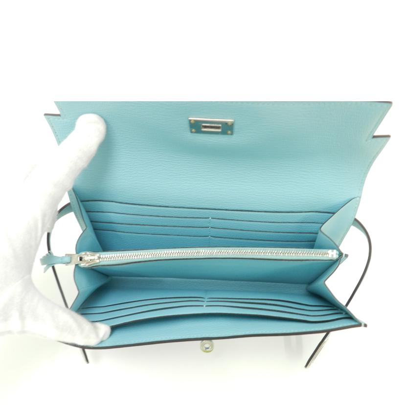 HERMES エルメス 長財布 2015年頃製造 レザー ライトブルー レディース/ケリーウォレット・ギリーズ/スイフト/ブルーアトール/068964CK//T刻印(2015)/SAランク/69