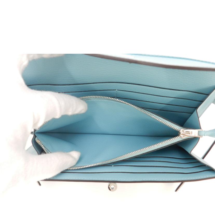 HERMES エルメス 長財布 2015年頃製造 レザー ライトブルー レディース/ケリーウォレット・ギリーズ/スイフト/ブルーアトール/068964CK//T刻印(2015)/SAランク/69