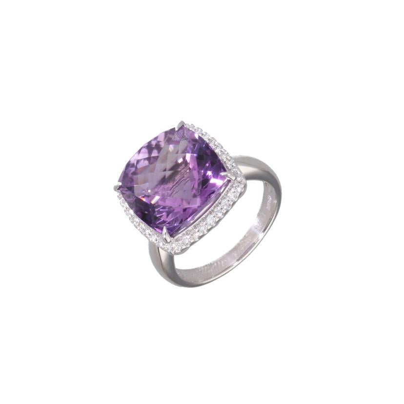 / K18WG アメジストダイヤリング11.46/D0.26ct//Aランク/75