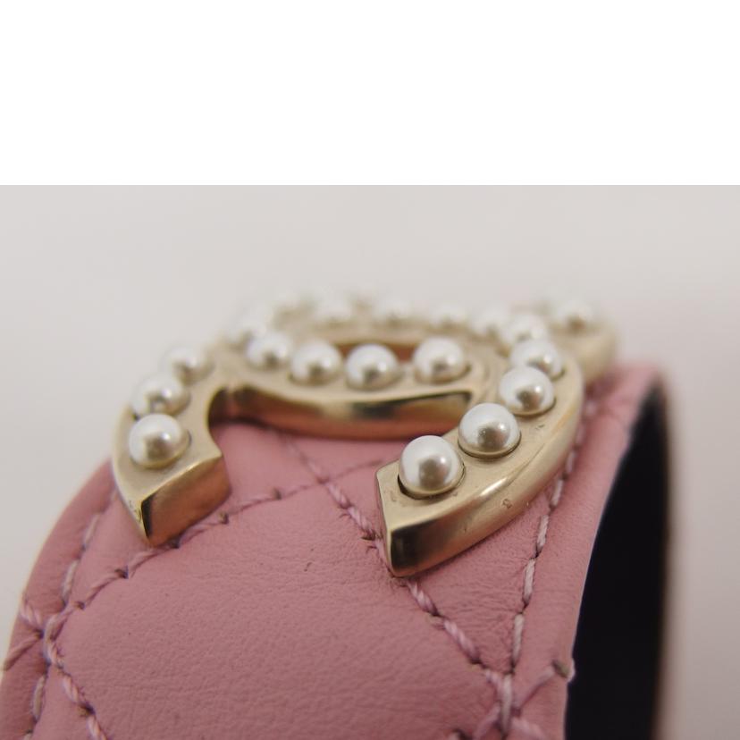 CHANEL シャネル/ココマークフェイクパール/レザーブレスレット/ピンク//B18P/ABランク/04