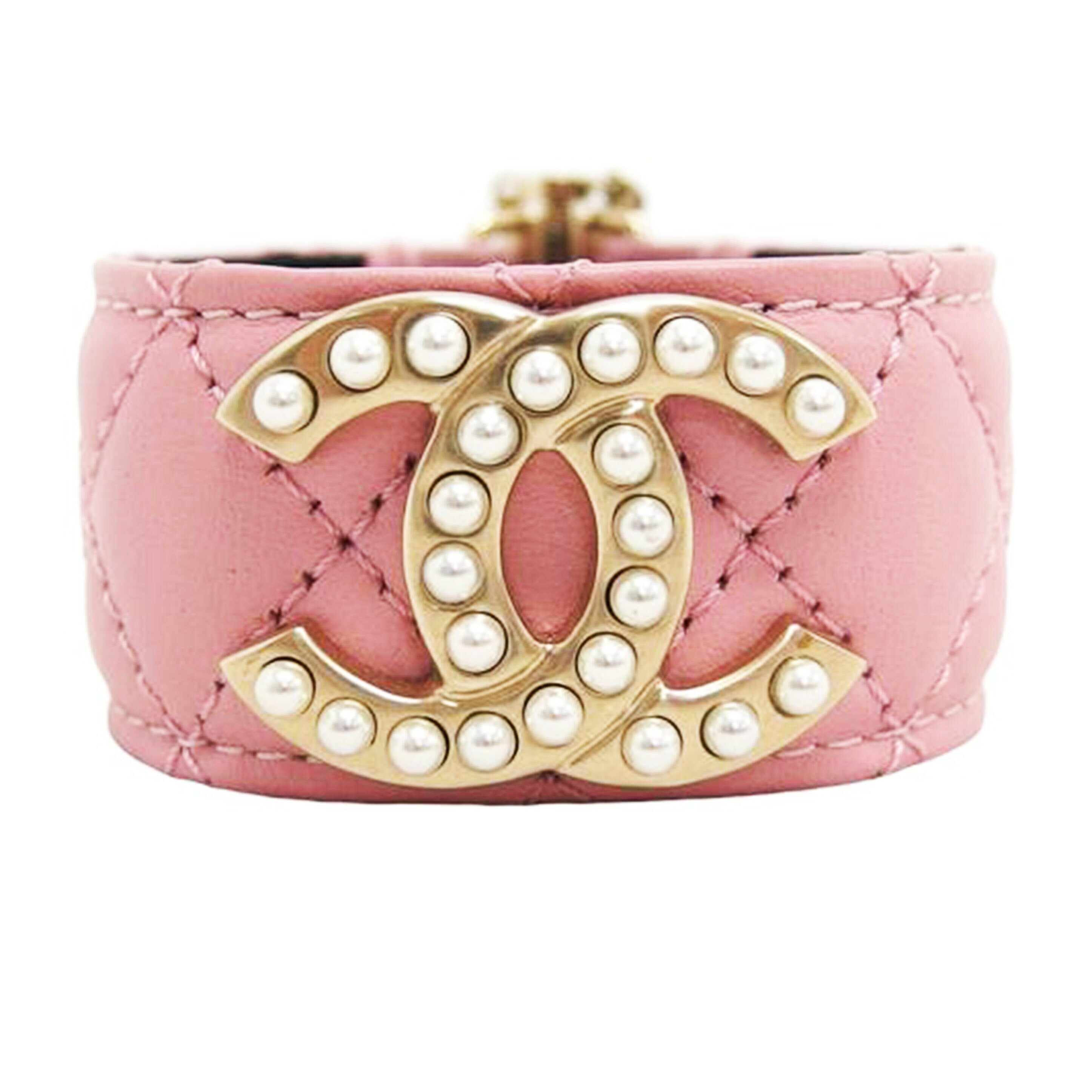 CHANEL シャネル/ココマークフェイクパール/レザーブレスレット/ピンク//B18P/ABランク/04