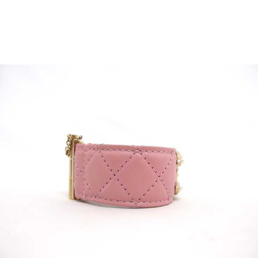 CHANEL シャネル/ココマークフェイクパール/レザーブレスレット/ピンク//B18P/ABランク/04