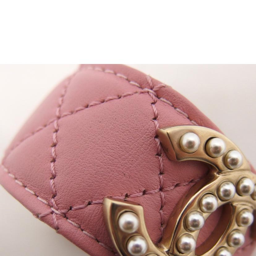 CHANEL シャネル/ココマークフェイクパール/レザーブレスレット/ピンク//B18P/ABランク/04