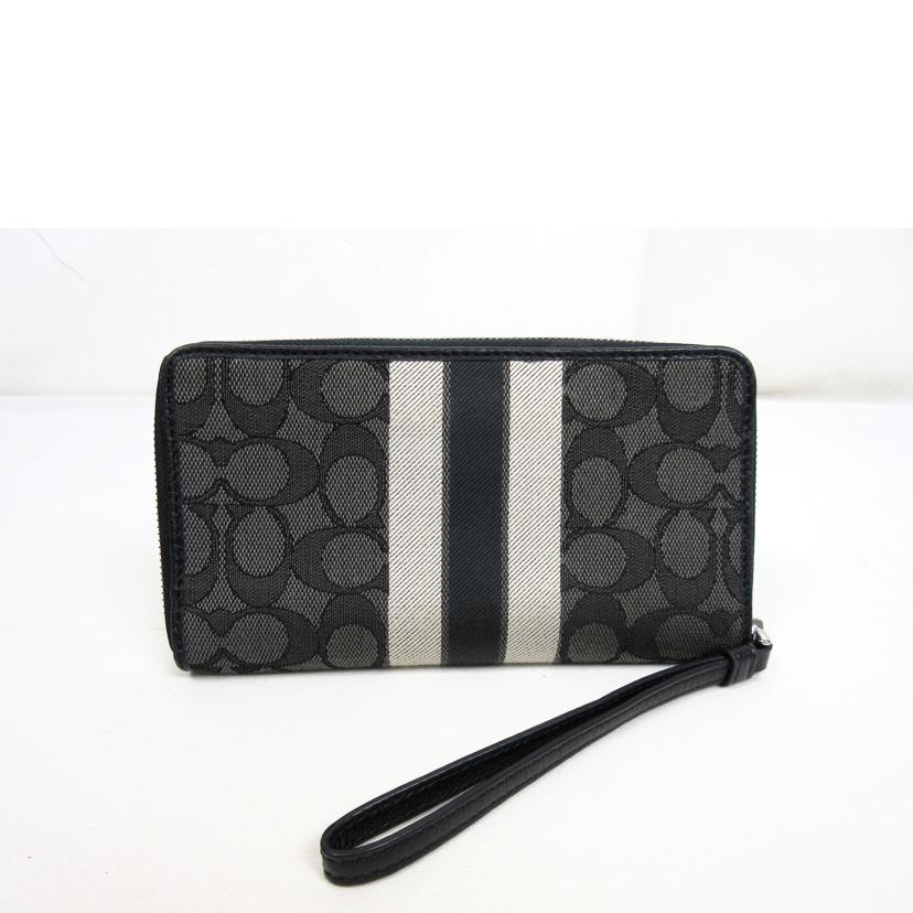 COACH コーチ/ジャガートペブルレザーストラップファスナーウォレット/C4110//H21**/Aランク/70