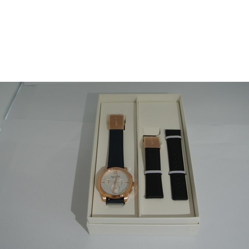 agne b アニエスベー/メンズQZ クロノグラフ 替えベルト付き/VD53-KXE0//9N1619/SAランク/87