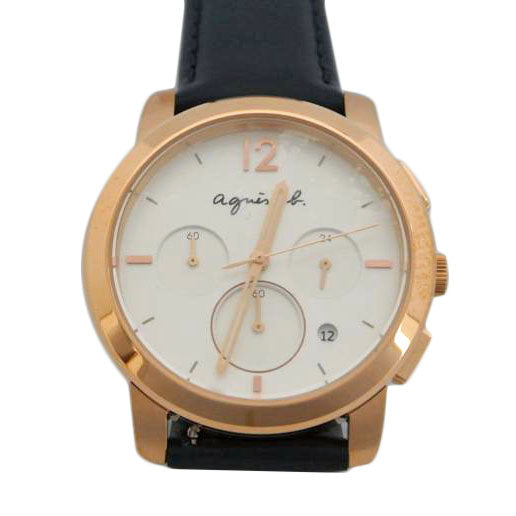 agnes b. アニエスベー/メンズQZ クロノグラフ 替エベルト付キ/VD53-KXE0/9N1***/メンズ時計/SAランク/87【中古】