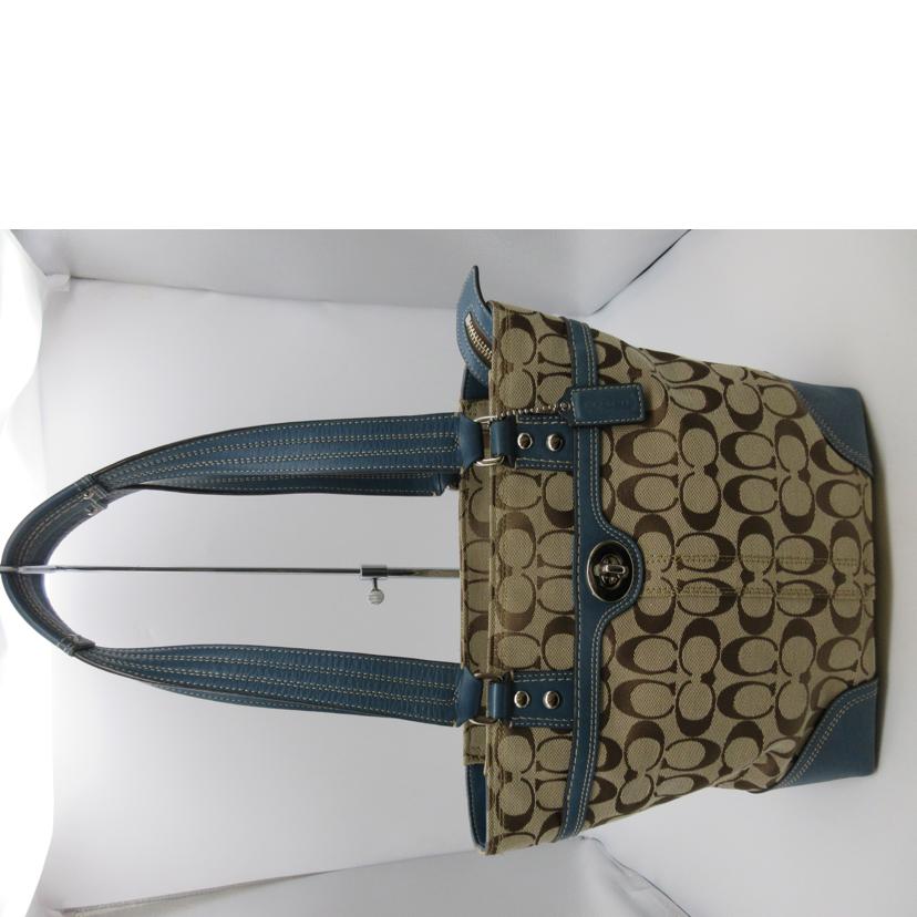 COACH コーチ/シグネチャー/レザー×キャンバストートバッグ/F13973//E0993/Bランク/13