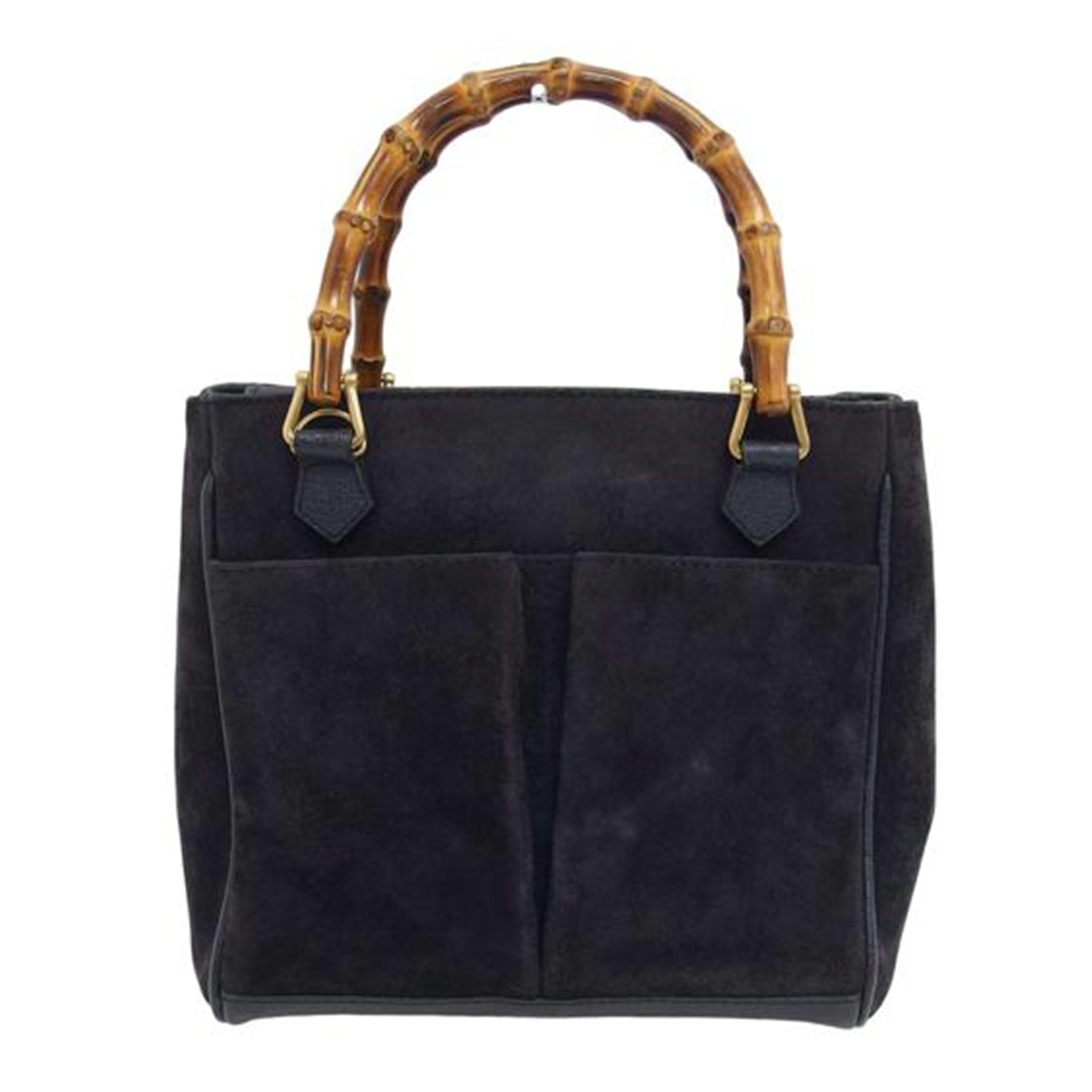 GUCCI グッチ/バンブー/スエードレザーハンドバッグ/ネイビー//Bランク/04
