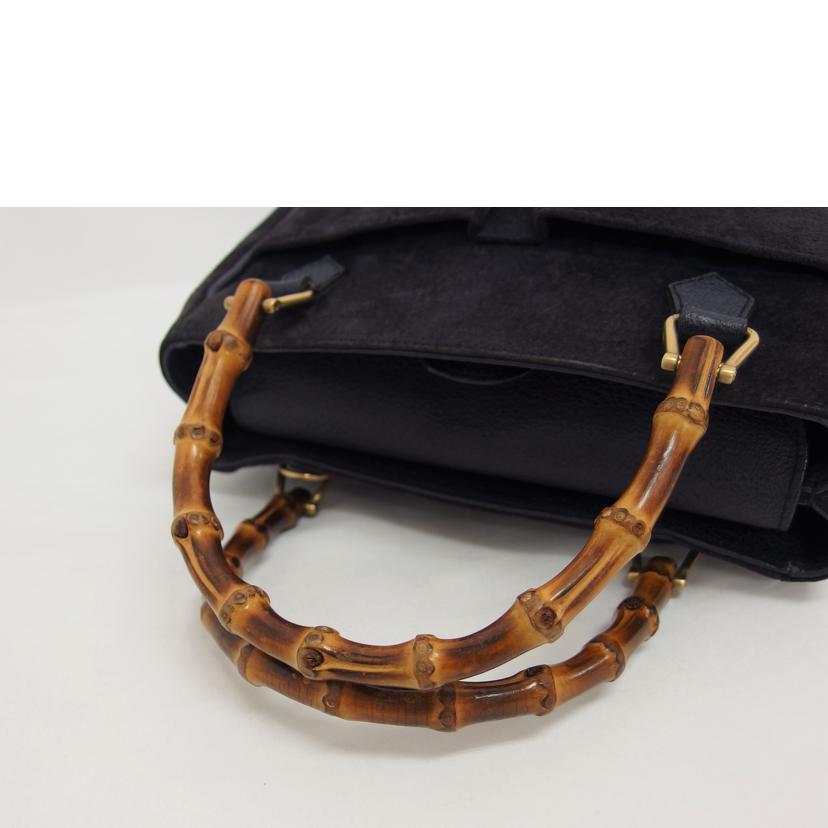 GUCCI グッチ/バンブー/スエードレザーハンドバッグ/ネイビー//Bランク/04