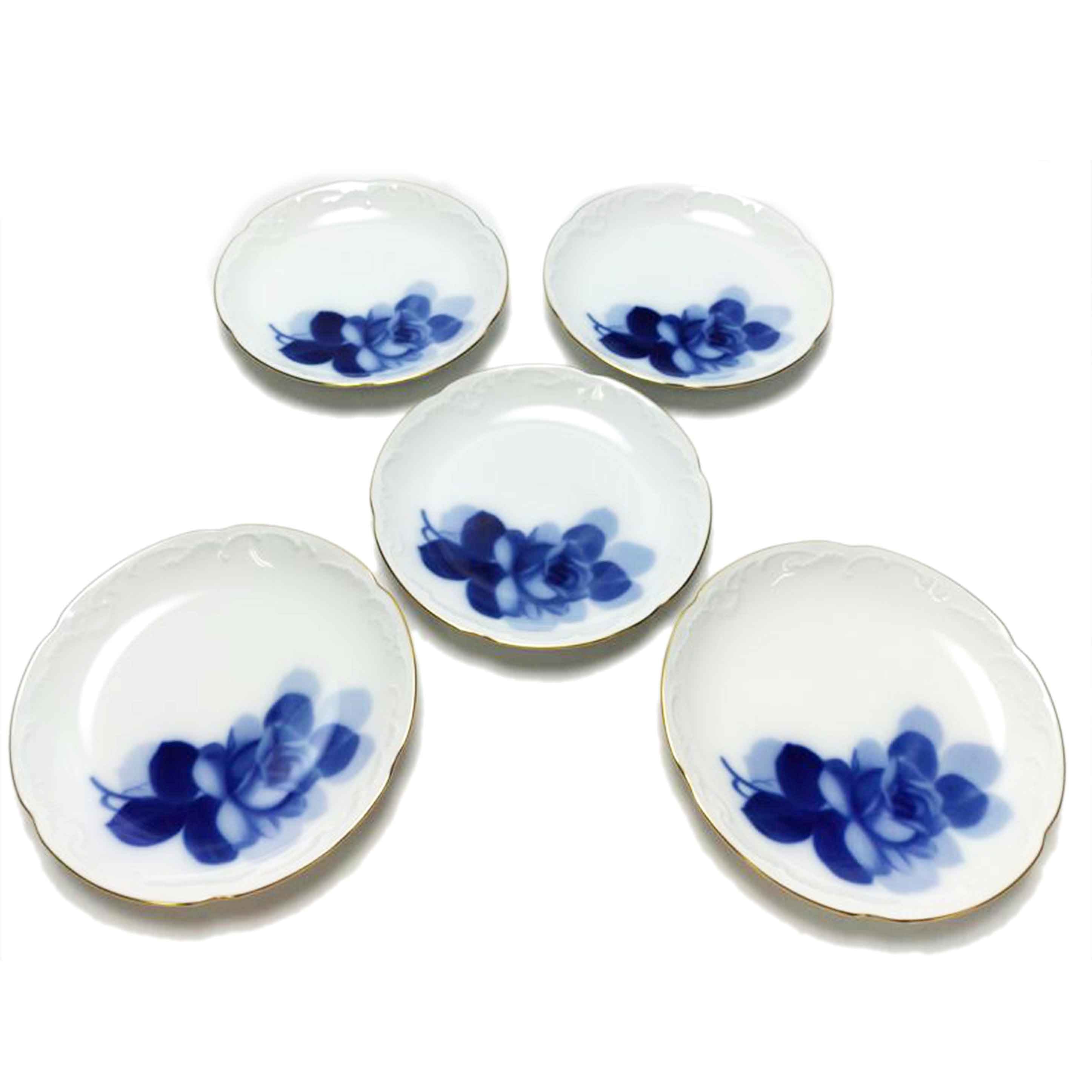 大倉陶園 オオクラトウエン/ブルーローズ 15cm 銘々皿揃 5枚セット/54HV/8211//Aランク/52