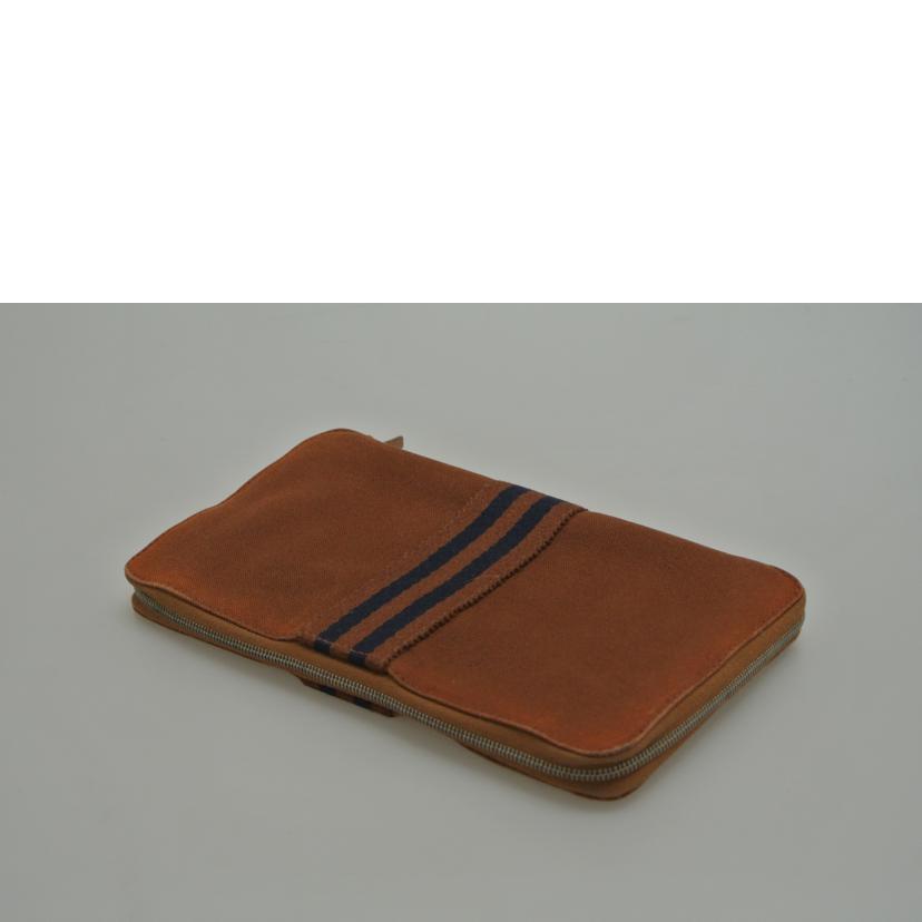 HERMES エルメス/フールトゥラウンドジップ長財布 茶紺//Bランク/87
