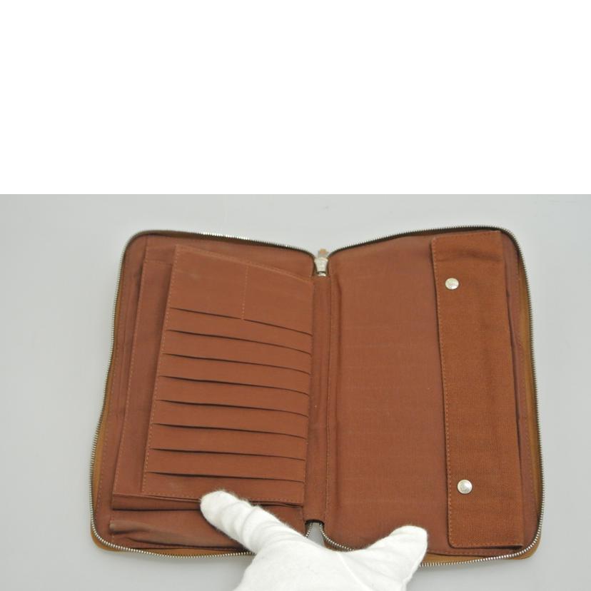 HERMES エルメス/フールトゥラウンドジップ長財布 茶紺//Bランク/87