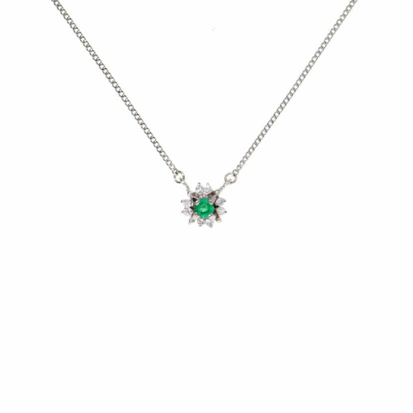 Pt850/Pt850エメラルドダイヤネックレス/3.2//0.1/0.08/Aランク/75
