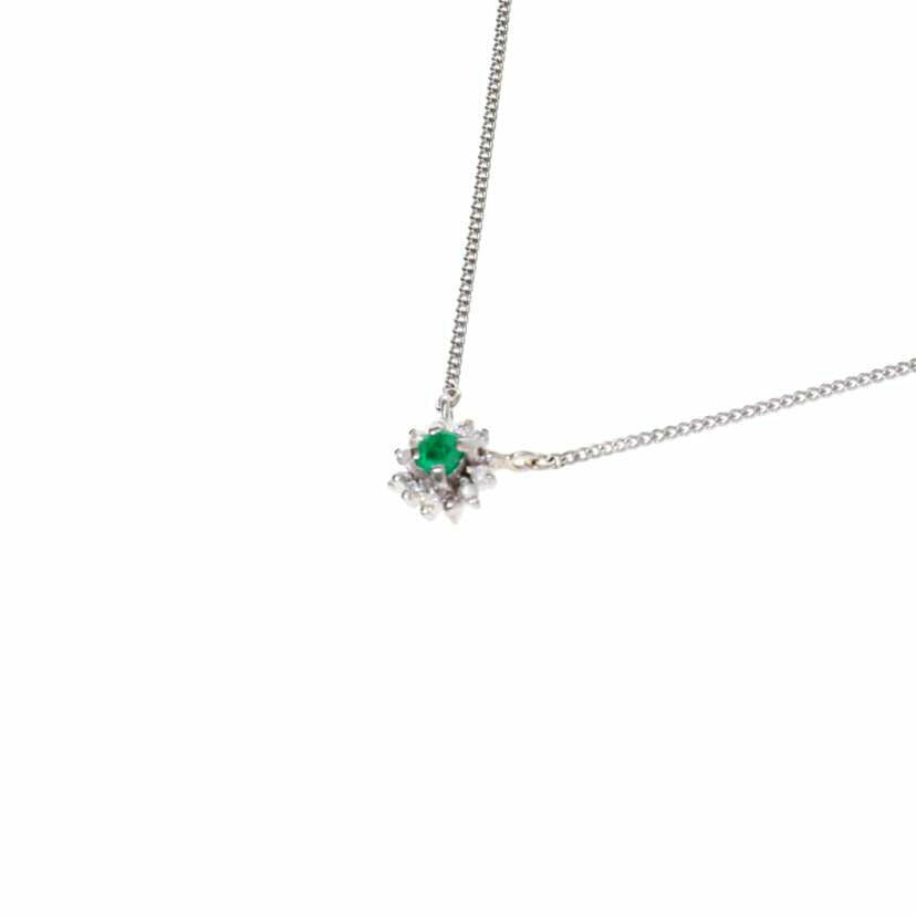 Pt850/Pt850エメラルドダイヤネックレス/3.2//0.1/0.08/Aランク/75