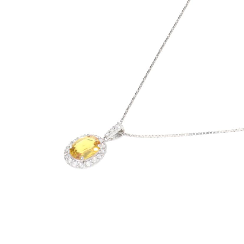 /PT900イエローサファイアダイヤネックレス1.581/D0.29ct//Aランク/75