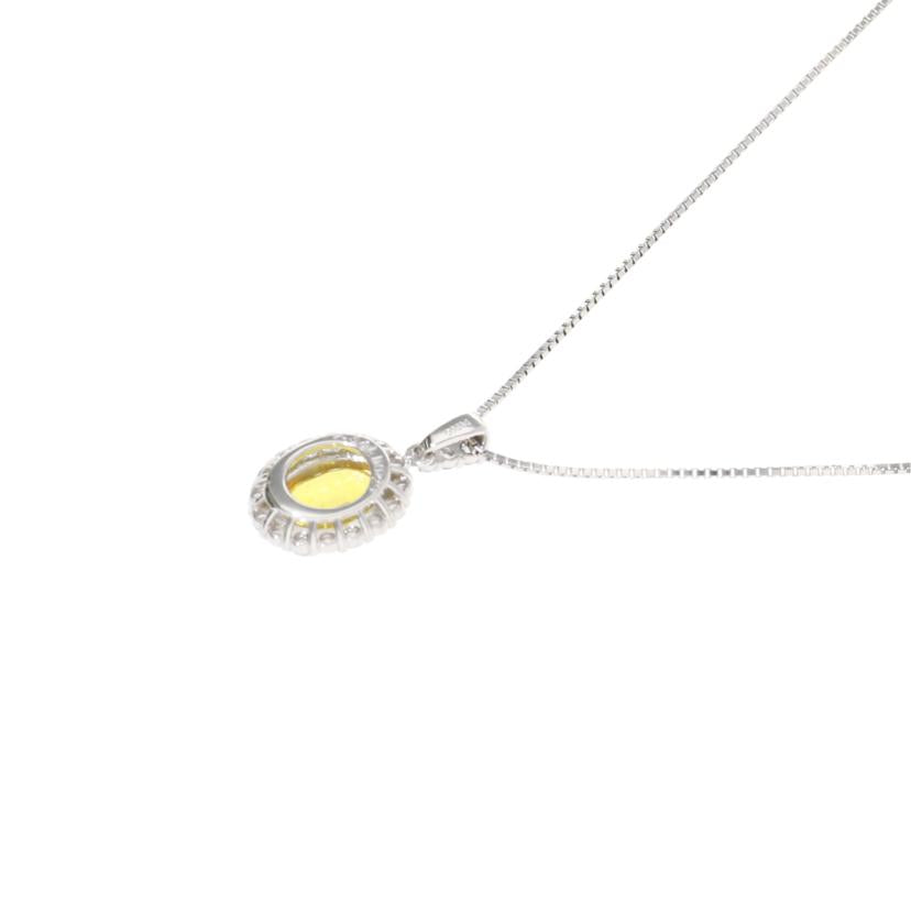 /PT900イエローサファイアダイヤネックレス1.581/D0.29ct//Aランク/75
