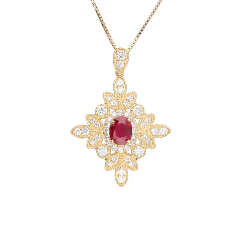 / ◎K18ルビーダイヤネックレス1.09/D1.00ct//Aランク/75