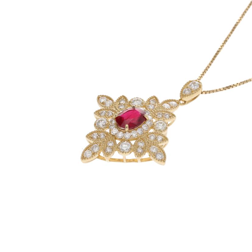 / ◎K18ルビーダイヤネックレス1.09/D1.00ct//Aランク/75