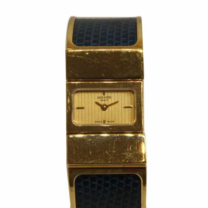 HERMES エルメス/ロケバングルウォッチリザードブルー/LO1.201//1044878/Bランク/92