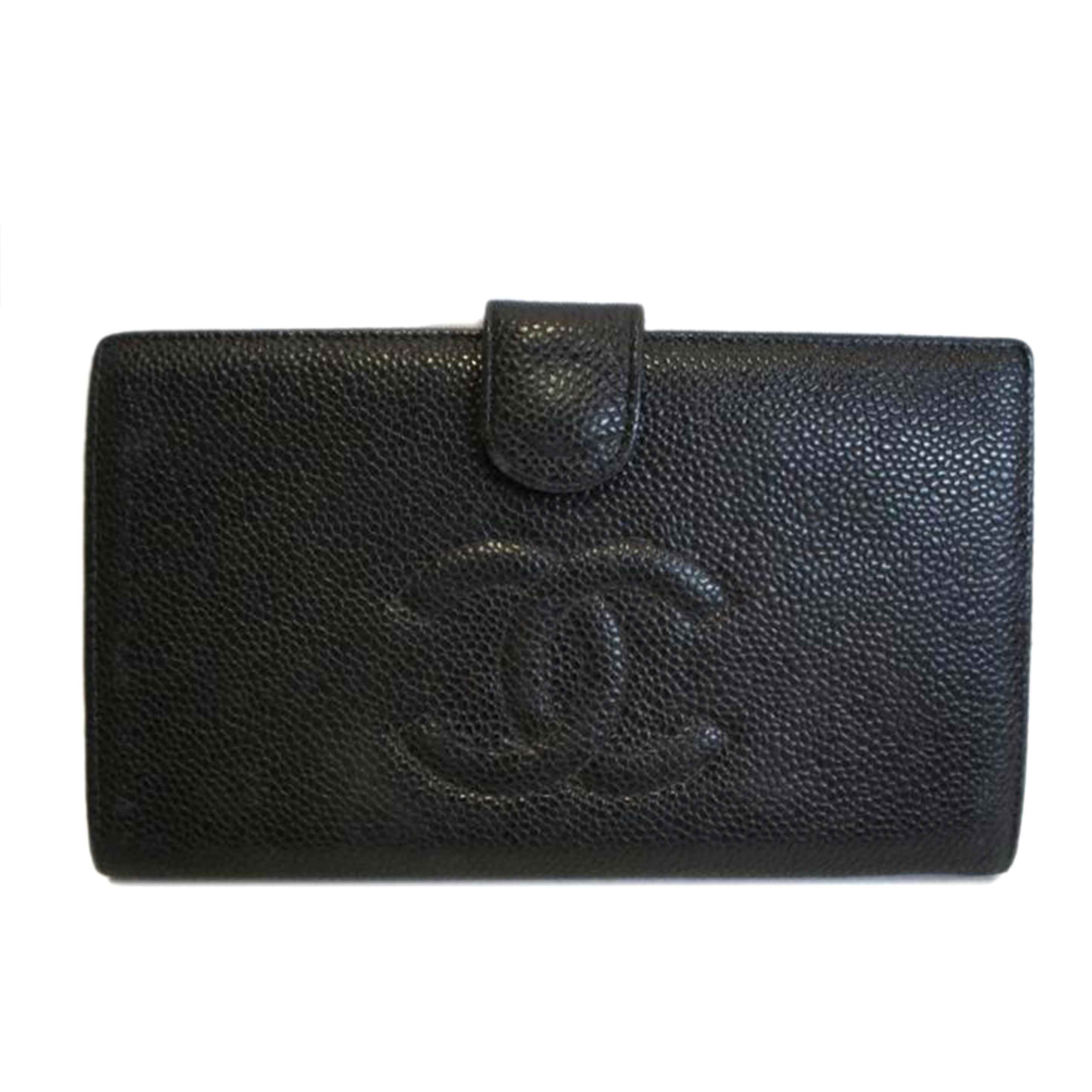 CHANEL シャネル/キャビアスキンガマ口長財布G金具//シール*/Bランク/92