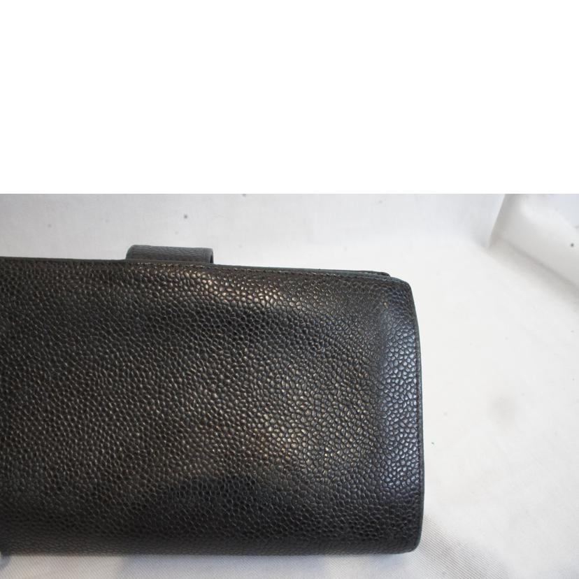 CHANEL シャネル/キャビアスキンガマ口長財布G金具//シール*/Bランク/92