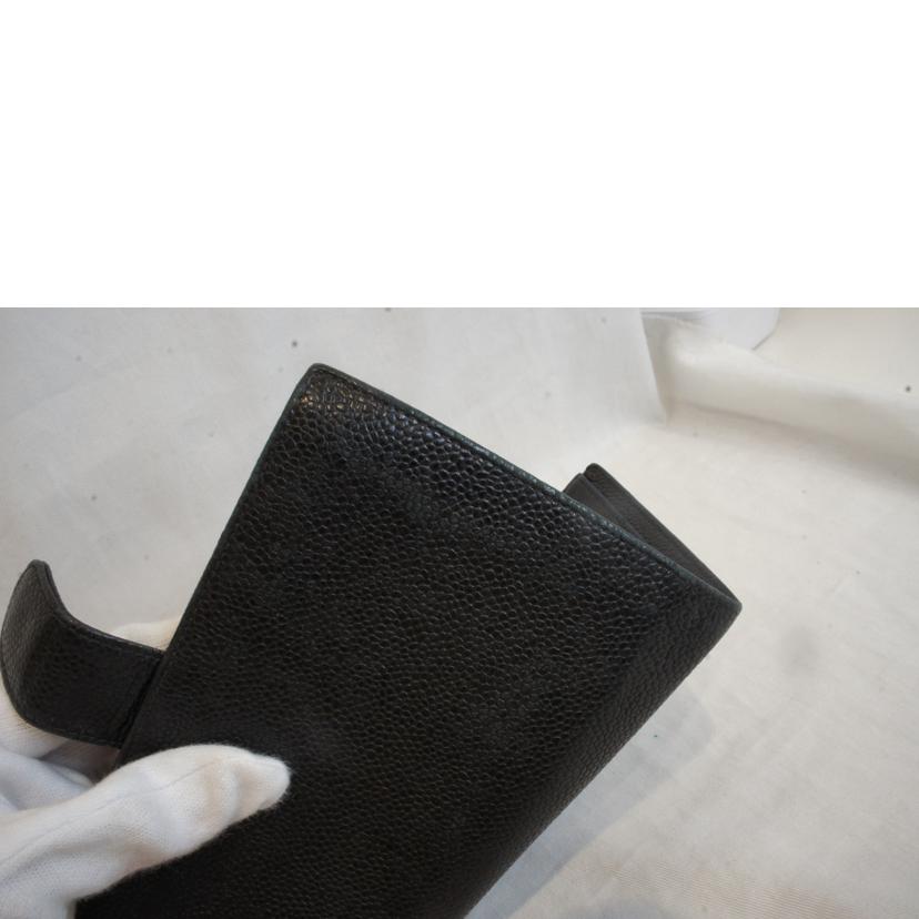 CHANEL シャネル/キャビアスキンガマ口長財布G金具//シール*/Bランク/92
