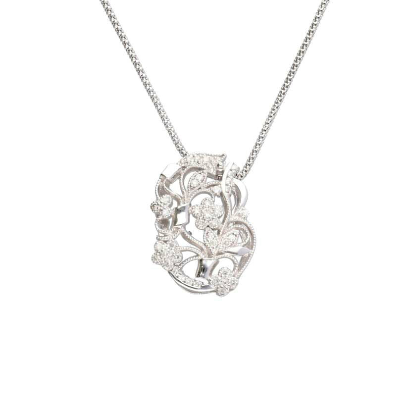 /K18WGダイヤネックレス0.37ct//Aランク/75
