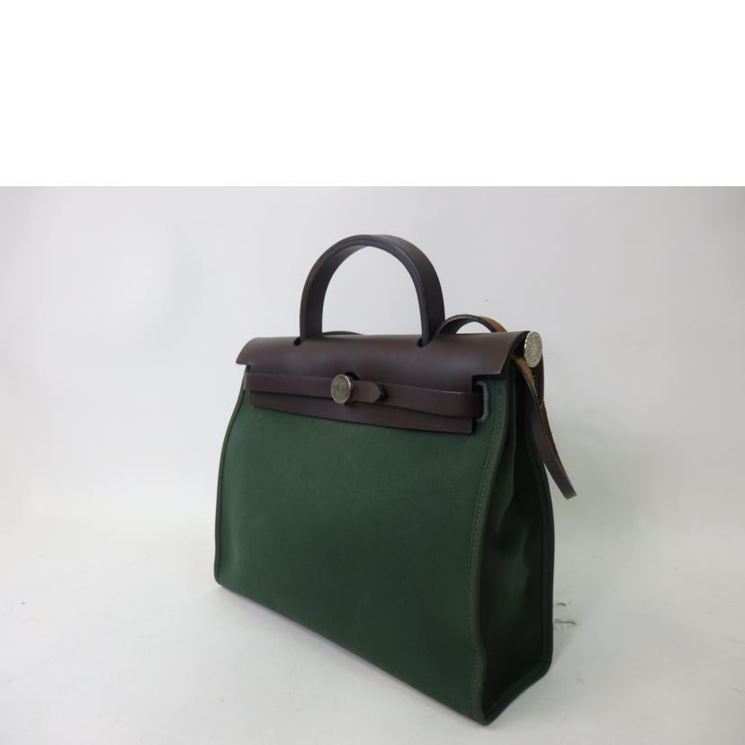 HERMES エルメス/エールバッグ・ジップPM/トワルオフィシェ/シルバー金具/グリーン系//□R刻印/ABランク/84