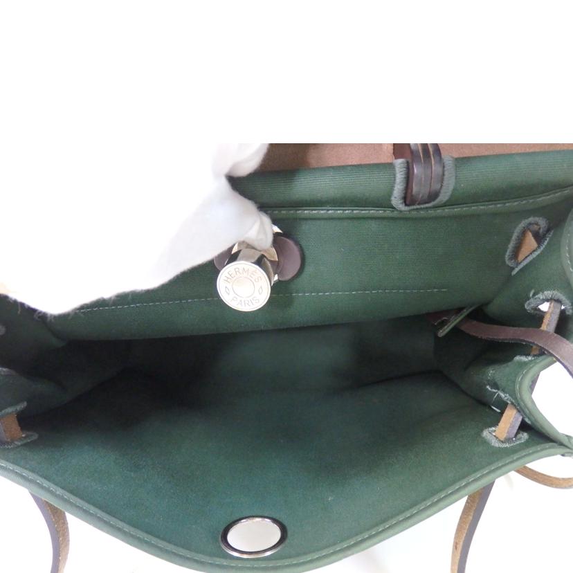 HERMES エルメス/エールバッグ・ジップPM/トワルオフィシェ/シルバー金具/グリーン系//□R刻印/ABランク/84
