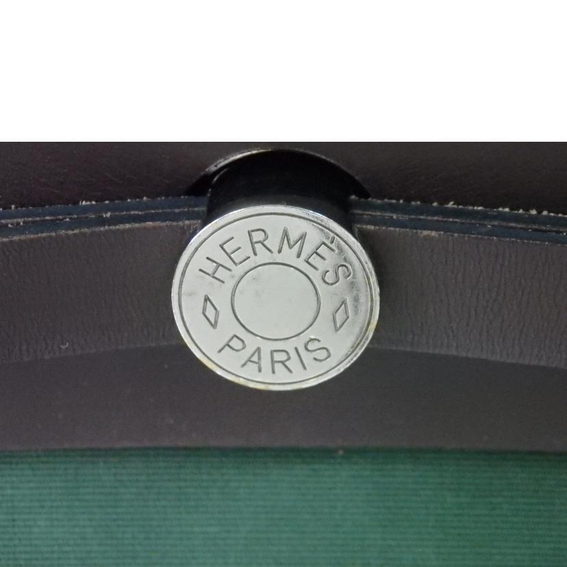 HERMES エルメス/エールバッグ・ジップPM/トワルオフィシェ/シルバー金具/グリーン系//□R刻印/ABランク/84