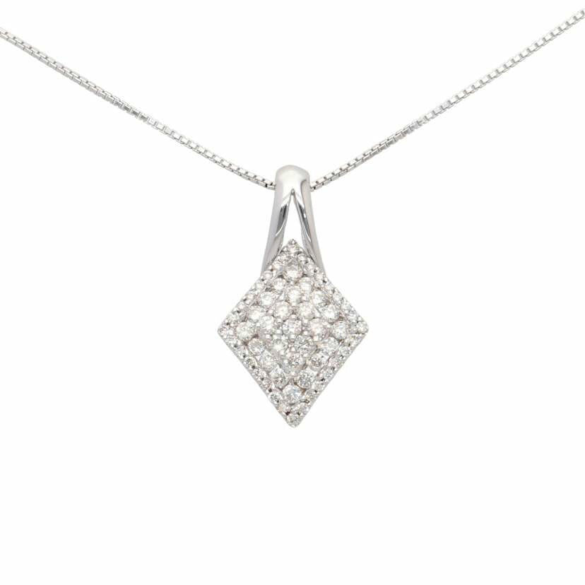/ K18WGダイヤネックレス0.78ct//Aランク/75
