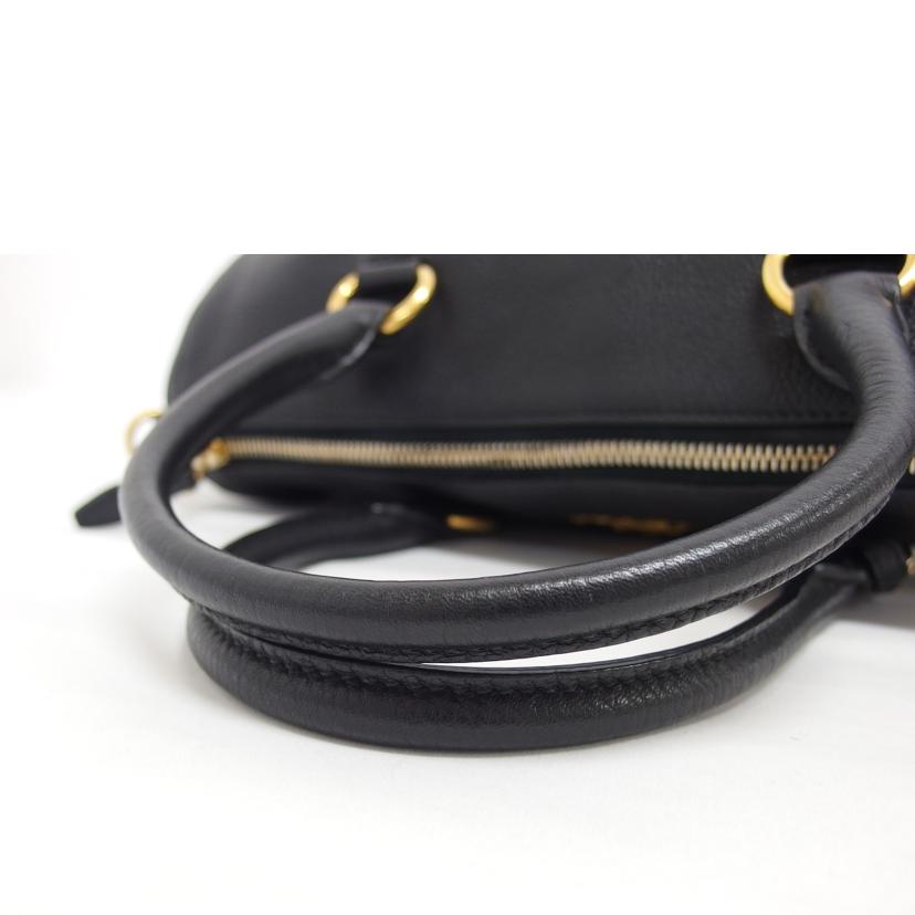 PRADA プラダ ソフトレザー ハンドバッグ/レザー2WAYショルダーバッグ/ブラック/1BB023//158/Aランク/04