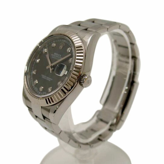 ROLEX ロレックス 腕時計 自動巻き メンズ 外装新品仕上済 ダークロジウム SS×WG ホワイトゴールド/デイトジャストII/10Pダイヤ/ランダム番/116334G//P22G5869/Aランク/69