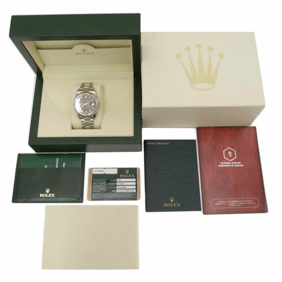 ROLEX ロレックス 腕時計 自動巻き メンズ 外装新品仕上済 ダークロジウム SS×WG ホワイトゴールド/デイトジャストII/10Pダイヤ/ランダム番/116334G//P22G5869/Aランク/69