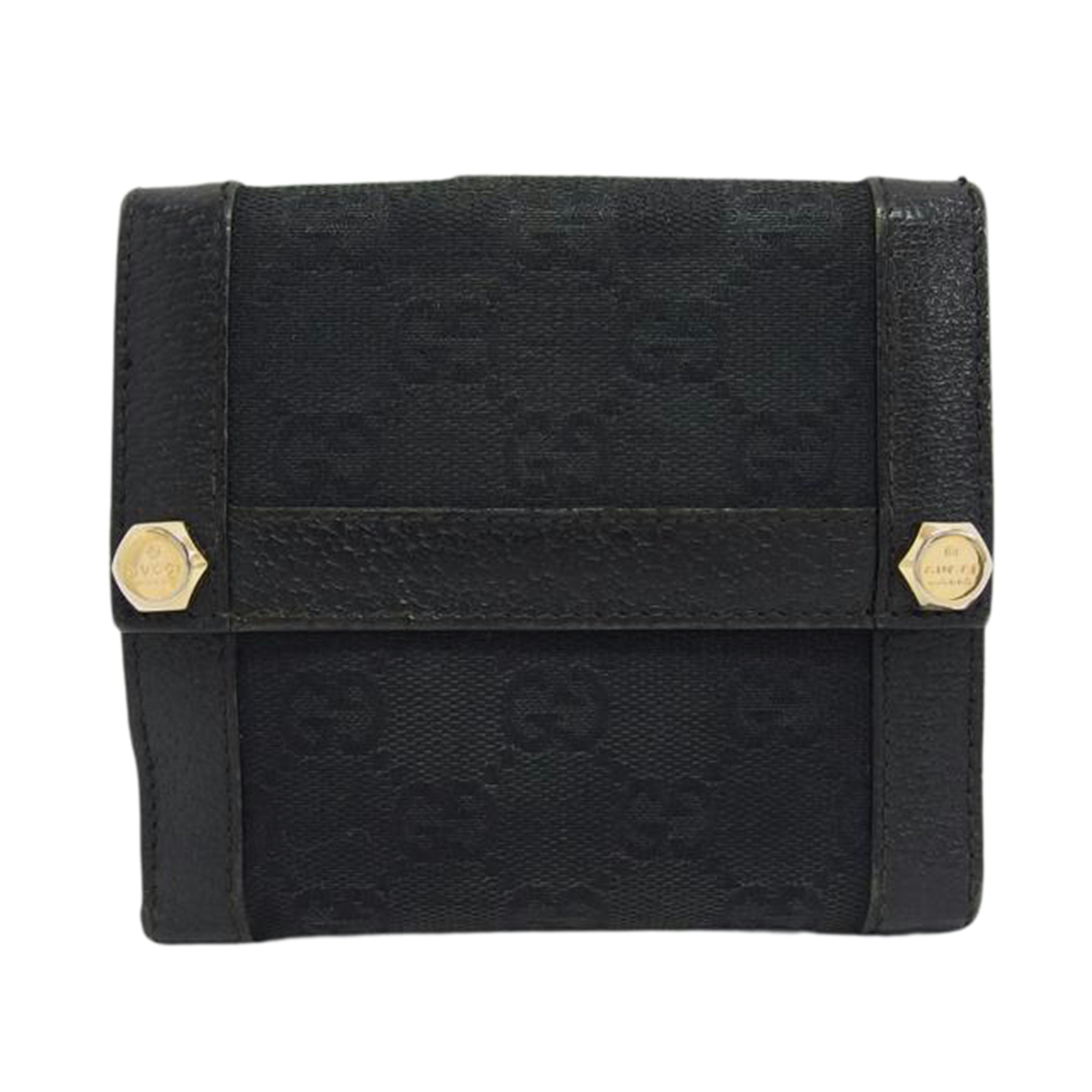 GUCCI グッチ/GGキャンバス/Wホック財布/ブラック/154117//2184/Bランク/04