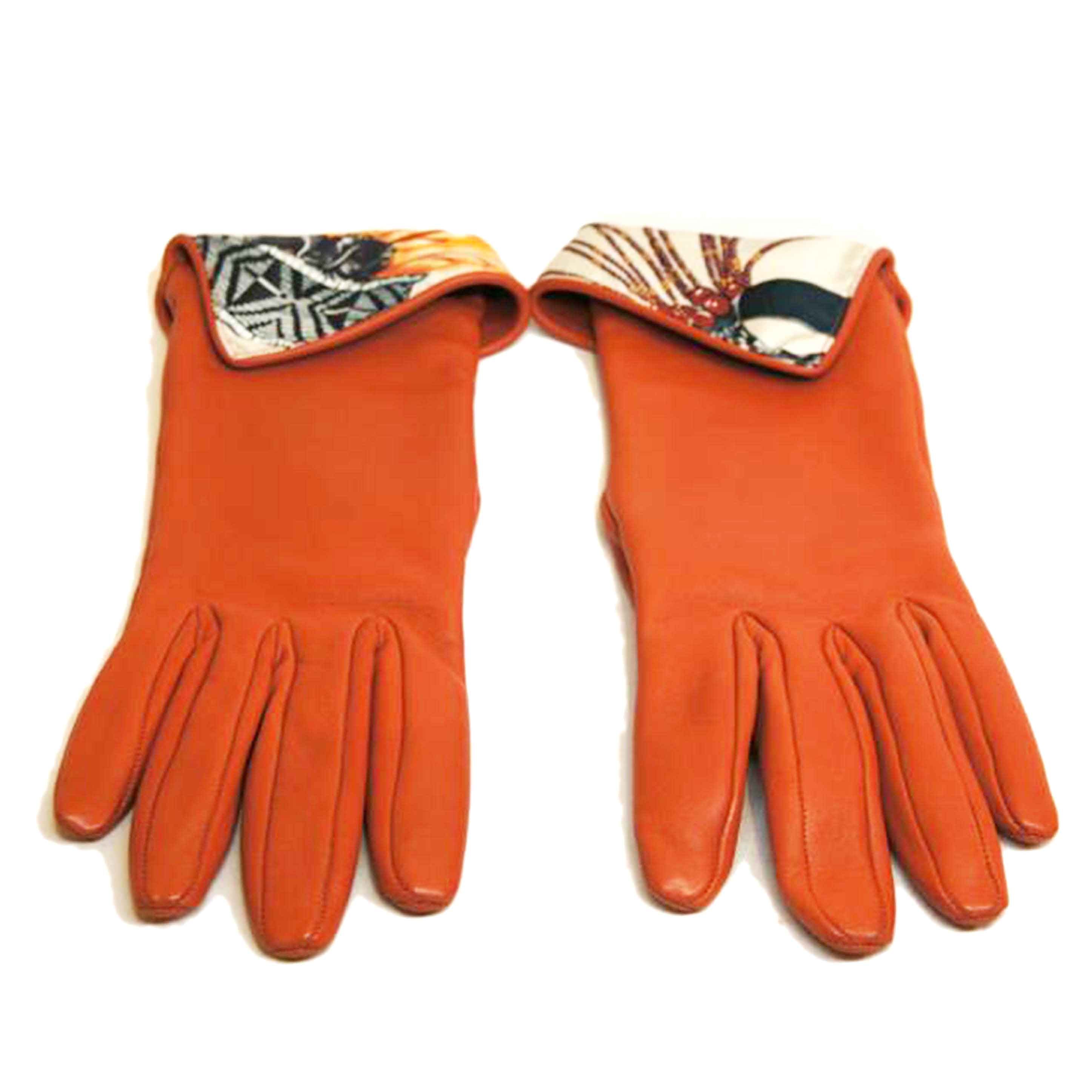 HERMES エルメス/ラムレザーグローブブリックインナーシルク//SAランク/92