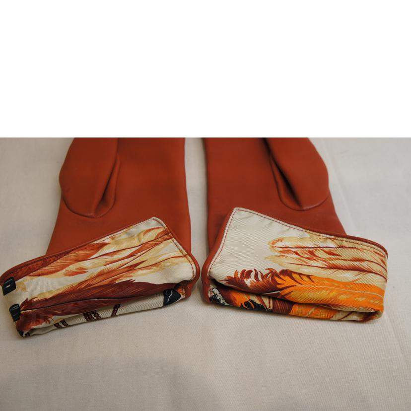 HERMES エルメス/ラムレザーグローブブリックインナーシルク//SAランク/92