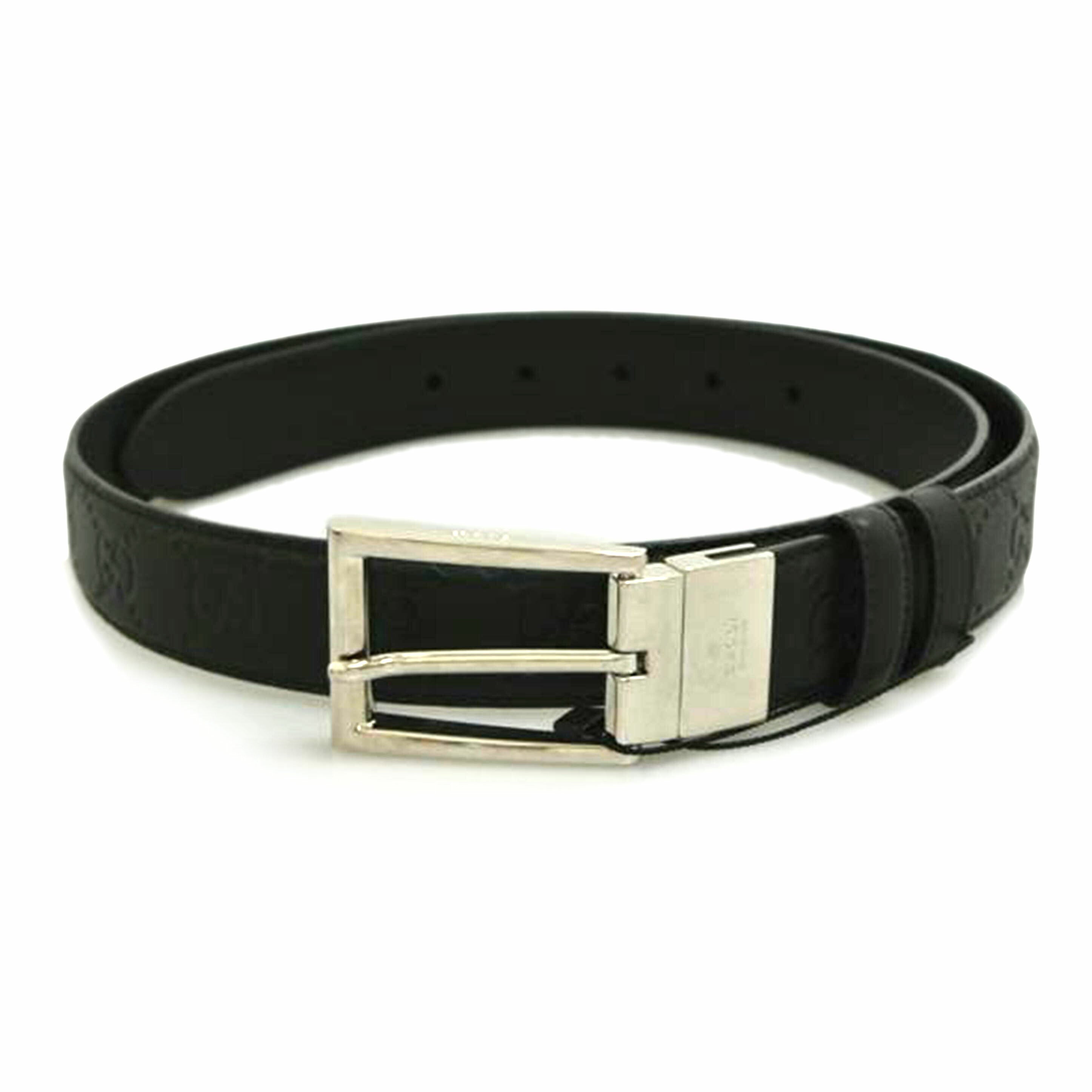 GUCCI グッチ/GGレザーベルト 黒/523306//525040/Aランク/87