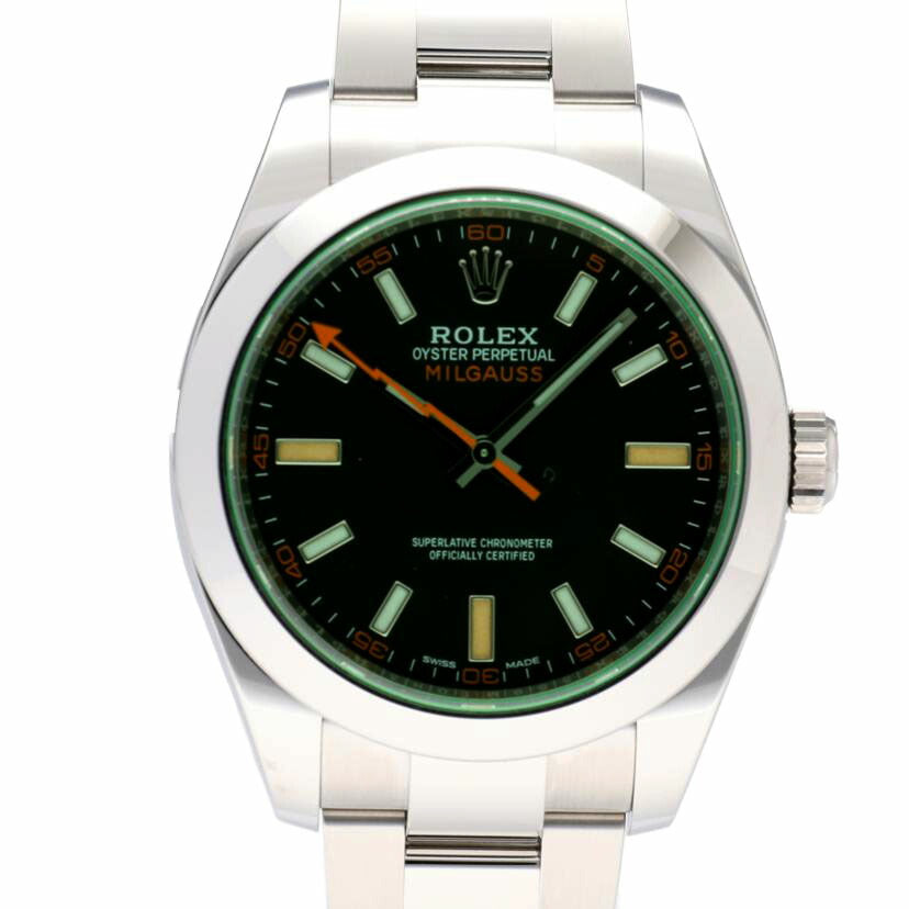 ROLEX ロレックス 腕時計 美品 新ギャラ2021年日付 ランダムシリアル ステンレス 自動巻き メンズ/ミルガウス・グリーンサファイアクリスタル/ランダム番/116400GV//359M10H3/Aランク/75